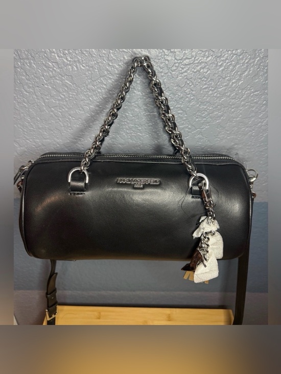Karl Lagerfeld Handbags - Karl Lagerfeld Paris Delaine Leather Barrel Bag with bag charm